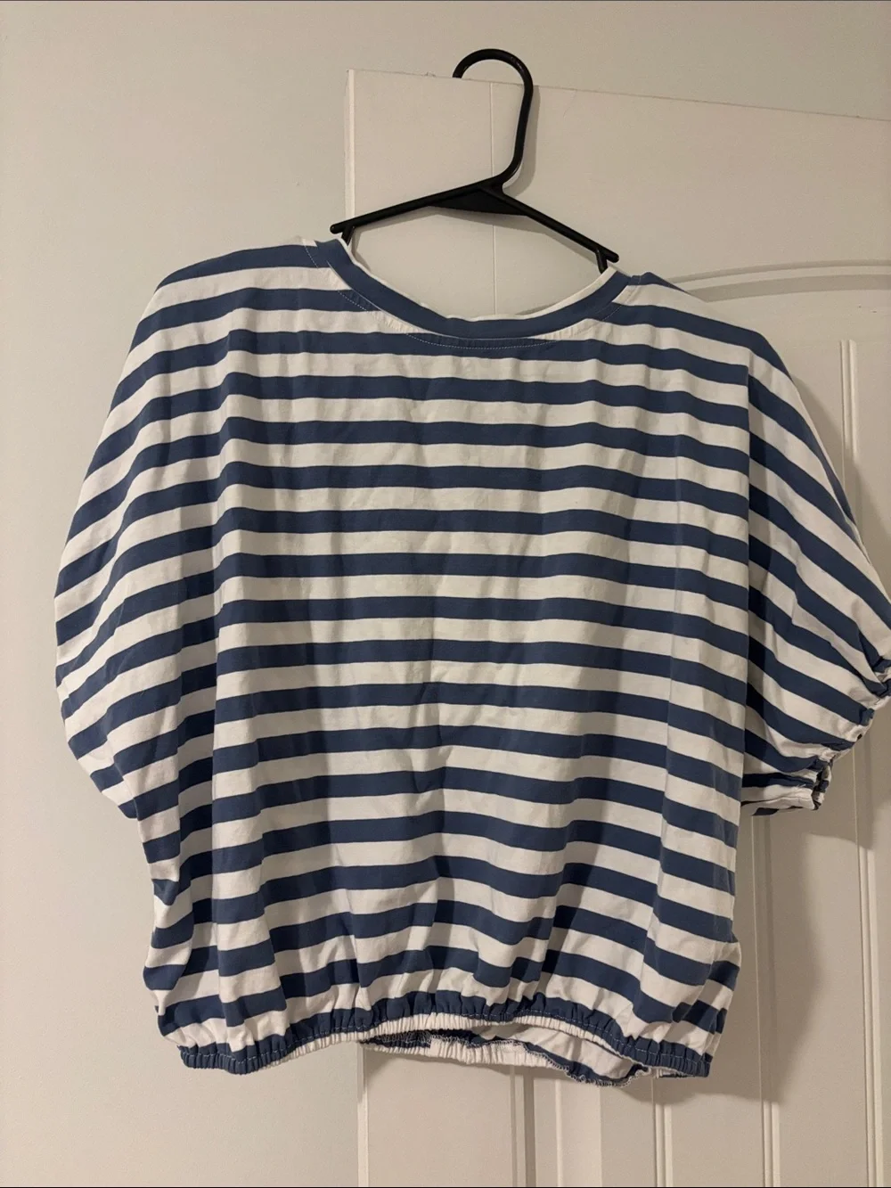 Striped Blue and White Cropped Tee matching set